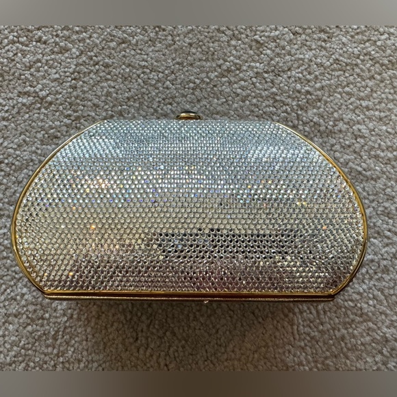 VINTAGE Judith Leiber Gold and Crystal Clutch with Mirror - Picture 3 of 13